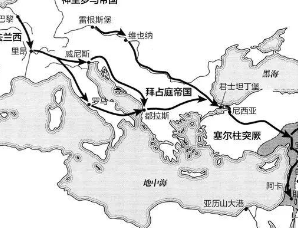 十字军东征的路线